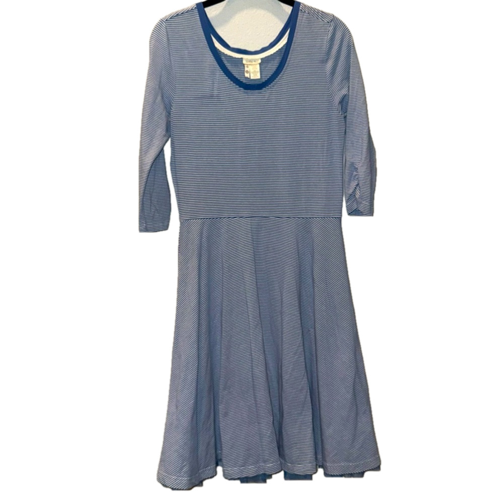 Matilda Jane Between the Lines Dress Blue Stripe Lined tulle skirt Size Medium M